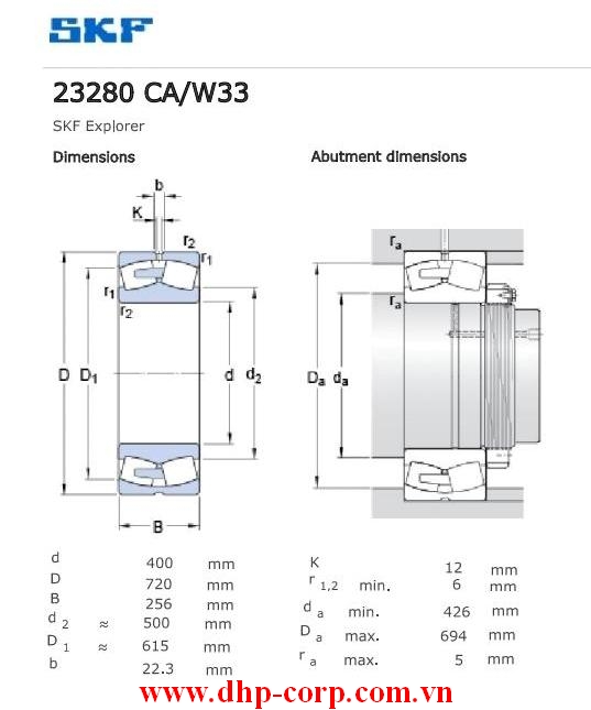 Vòng bi SKF 23280CA-W33 hàng có sẵn